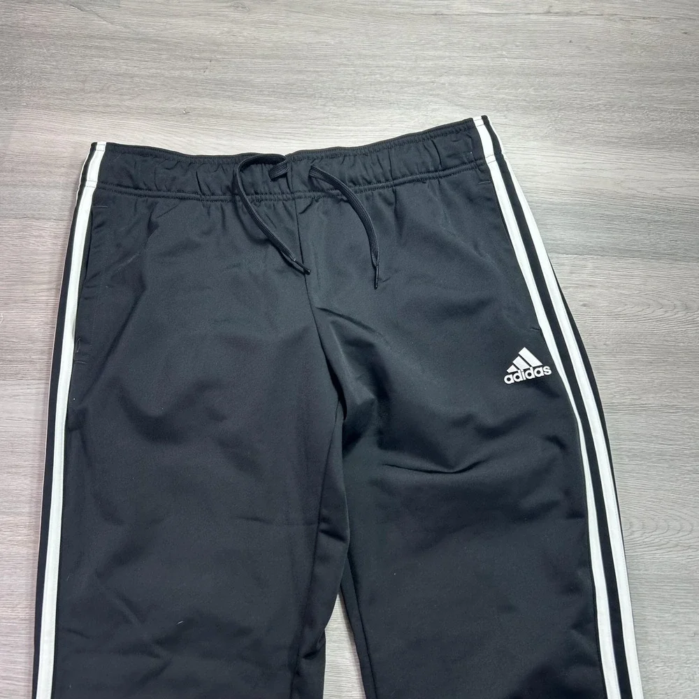 Adidas Track Pants Mens Large Black 3 Stripe Knit Elastic Waist Athletic H48447